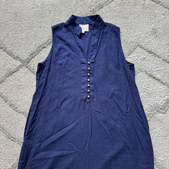 Sail to Sable navy blue Sleeveless linen Button Midi Dress XL - Picture 6 of 10